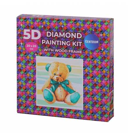 Diamond Painting Kit 20x20cm με ξύλινο πλαίσιο "Teddy bear"