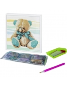 Diamond Painting Kit 20x20cm με ξύλινο πλαίσιο "Teddy bear"