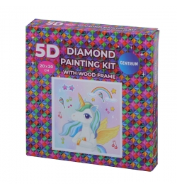 Diamond Painting Kit 20x20cm με ξύλινο πλαίσιο "Unicorn"