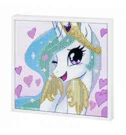 Diamond Painting Kit 20x20cm με ξύλινο πλαίσιο "Unicorn"