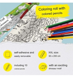 Colouring Roll 30 x 200 cm self-adhesive Dinosaur