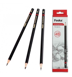 Pencils Black Lead 4B 12pcs - Foska