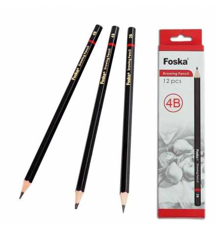 Μολύβια Μαύρα 4B 12pcs - Foska