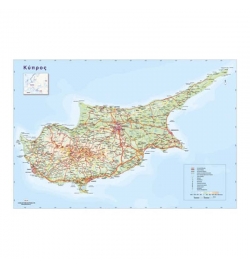 Physical Map of Cyprus (Greek)