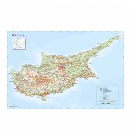 Physical Map of Cyprus (Greek)