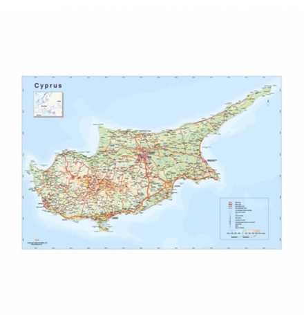 Physical Map of Cyprus (English)