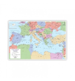 Physical and Political Map of the Mediterranean Countries 100x140cm (in Greek)