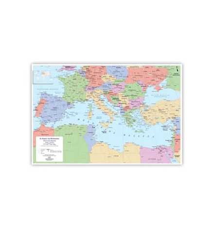 Physical and Political Map of the Mediterranean Countries 100x140cm (in Greek)