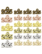 Metal Charm 14x9mm "2025" Mixed Colors 50pcs