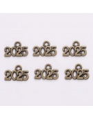 Metal Charm Antique Bronze 14x9mm "2025" 10pcs