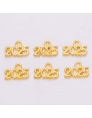 Metal Charm Gold 14x9mm "2025" 10pcs