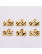 Metal Charm Antique Gold 14x9mm "2025" 10pcs