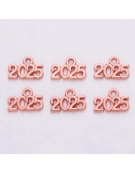 Metal Charm Rose Gold 14x9mm "2025" 10pcs