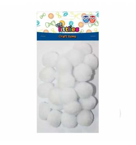 Pom poms 15mm White 60pcs - The Littlies