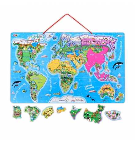 Magnetic Puzzle Board 55x34cm "Map of the World"