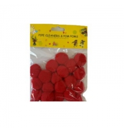 Pom poms 20mm κόκκινο 60pcs