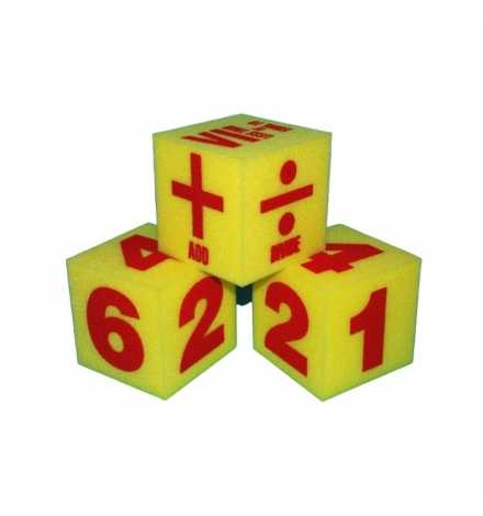 Soft Foam Dice 125mm with Numbers and Math Symbols (Set of 3)