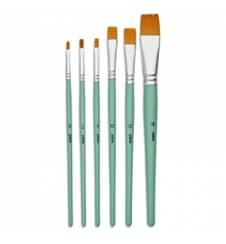 Paint Brush set 6pcs Golden Taklon Short Flat  - Pebeo