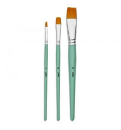 Paint Brush set 3pcs Golden Taklon Short Flat  - Pebeo