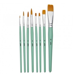 Paint Brushes Golden Taklon 8pcs (4 Round + 4 Flat ) Pebeo